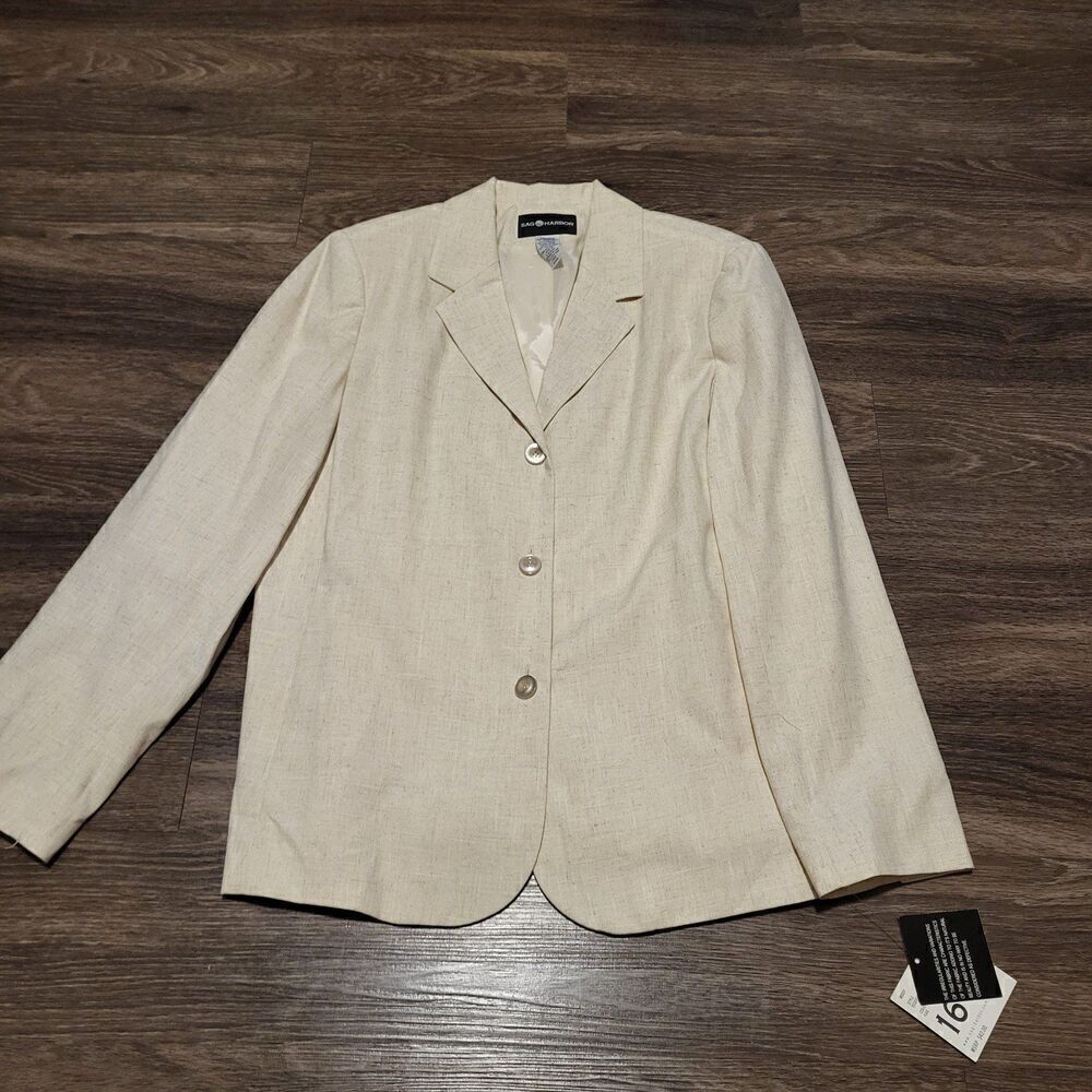 NEW NWT Sag Harbor Linen Style Women's Suit Jacket Blazer Size 16